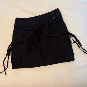 Black Mini Skirt with Side Ties